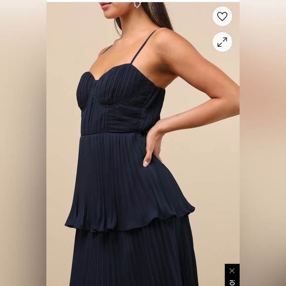 NWT Lulus Cascading Crush Black Tiered Bustier Midi Dress Large - Picture 4 of 15